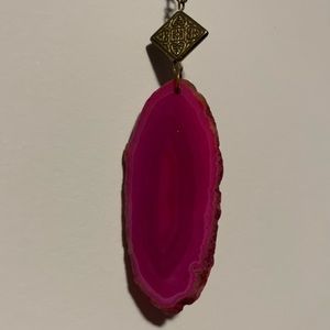 3/$15 Necklace Large Geode Slice Sliver Cut Out Stone Pendant Charm Detail